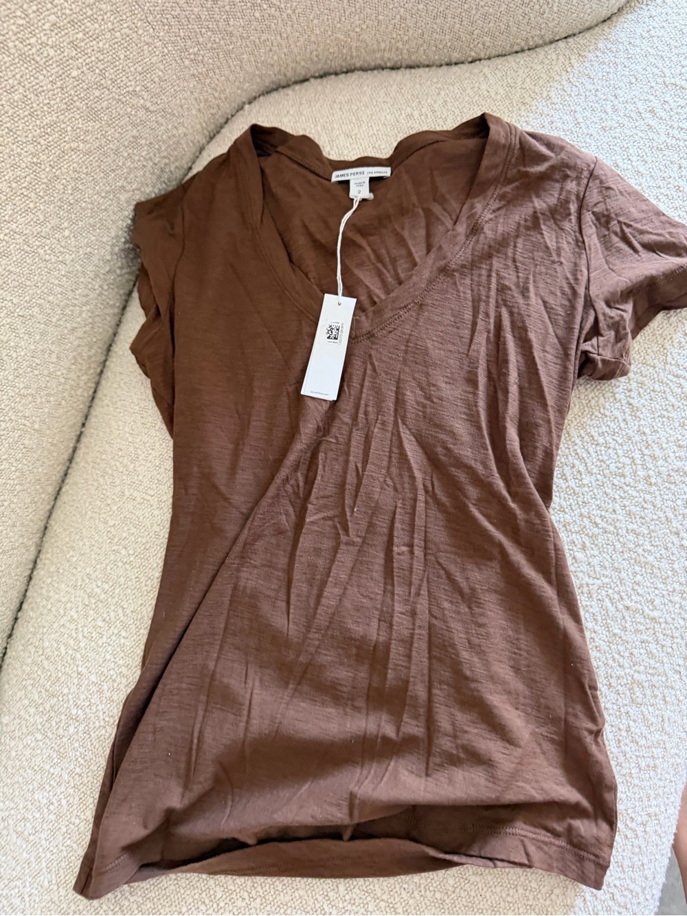 James Perse Women's V-Neck Tee in Brown nwt
